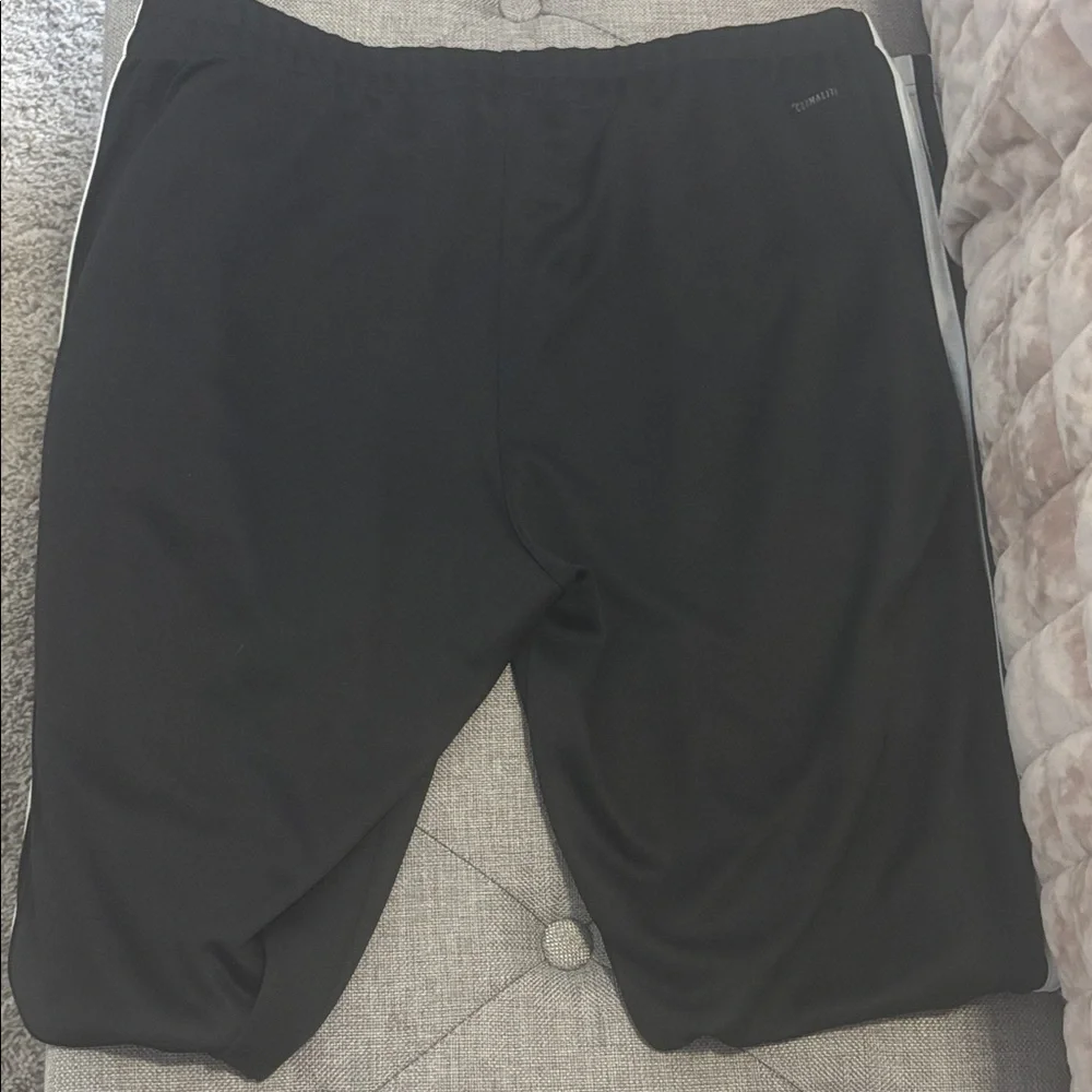 Adidas Black Joggers White 3 Stripe Size L Athletic Track Pants Classic - Picture 3 of 5